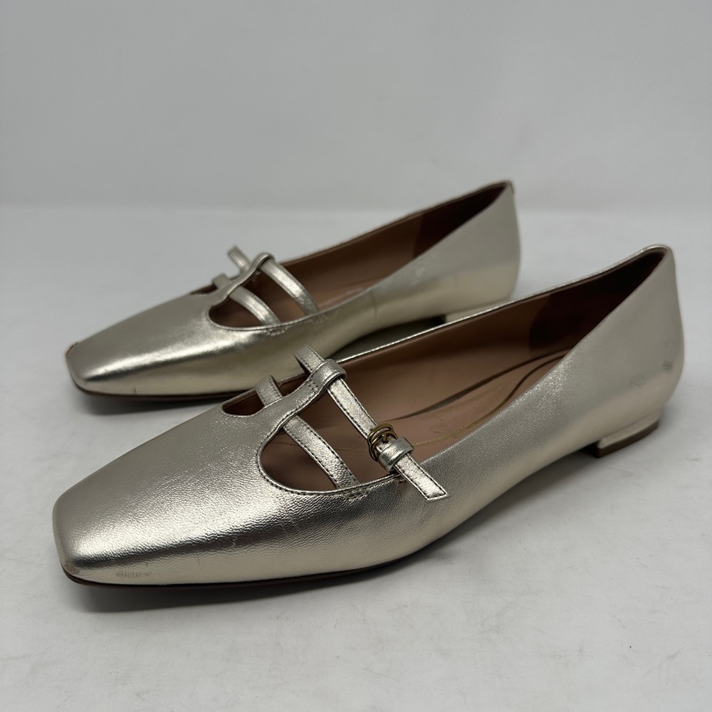 Cole Haan Grand 350 Soft Gold Brigid T Strap Ballet Flat Women’s 9 Leather shoes
